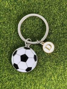 1 个足球形钥匙扣，合金材质，油滴效果，初始设计，是送给朋友、男朋友、篮球俱乐部活动、体育活动、情人节、汽车配件、包包挂件、学校用品的理想礼物