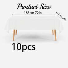 1 件/10 件 72 英寸 * 54 英寸黑白塑料桌布，适用于长方形桌子，非常适合派对、圣诞节和节日活动