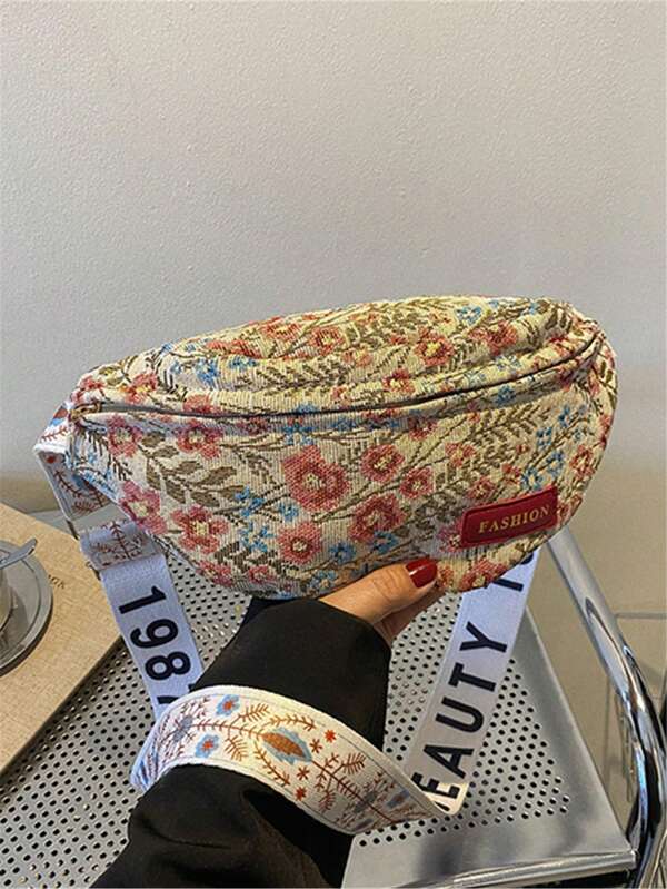 Women's Chest Bag - Casual Large Capacity Light Crossbody Bag - Fashionable Jacquard Cloth Shopping And Travel Waist Bag