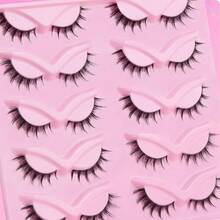 Eye Lashes False Eyelashes Faux Mink Fluffy Lashes Wispy Strip Lashes Natural Look Long Winged Foxy Lash Pack 10 Pairs Eyelashes(Flare) - 柔和俯衝 - 查看 10