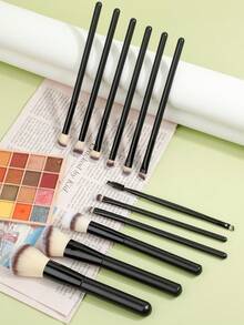 12/13/16 Pcs Professional Eye Makeup Brush Set, Synthetic Hair, Suitable For Foundation, Eyeliner, Eyeshadow And Lip Makeup, Includes Foundation, Concealer, Blush And Eyeshadow Brushes. Set Contains Makeup Brushes, Makeup Brush Set, Makeup Brush Set, Complete Makeup Brush Set, Makeup Brush Set, Complete Makeup Tool Set, Makeup Brush Set, Makeup Brush Set, Makeup Gift Set. - Black - View 8