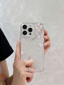 Flower 1pc Transparent Anti-Fall TPU Phone Case Compatible With IPhone 11, 15 Pro Max, 14 Pro Max/Galaxy/Honor X6A, X7B, X8B Waterproof Shockproof Scratch Resistant - Clear - View 3