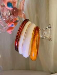 4 件/1 件复古时尚朋克风格多色几何不对称亚克力半透明棕咖啡米绿色厚树脂手镯，个性化简约优雅百搭珠宝适合女性节日派对晚宴约会礼物，图案随机