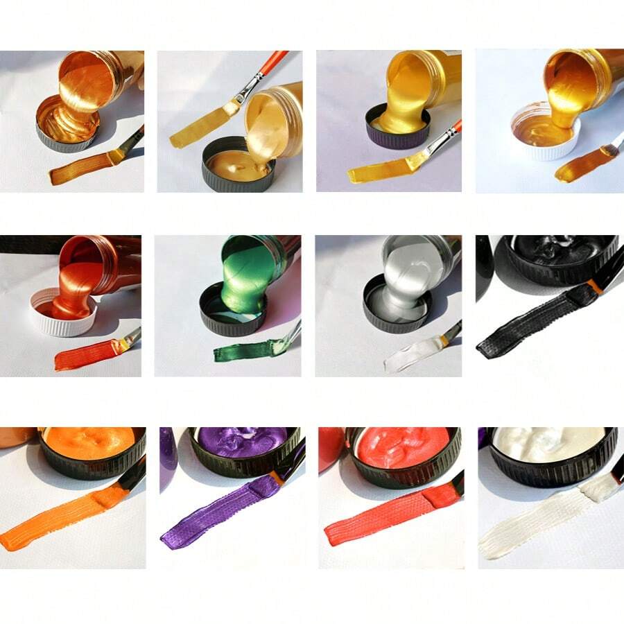 3.38oz/100ML  Golden Paint Metallic Acrylic Paint,Waterproof Not Faded For Statuary Coloring DIY Hand Clothes Painted Graffiti Pigments