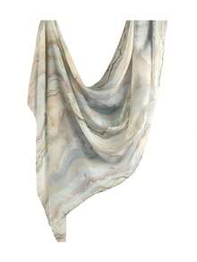 1 件女士波西米亚风格山水大理石印花围巾，时尚街头情侣围巾，适合秋冬，适合日常穿着 - 米色 - 查看 2