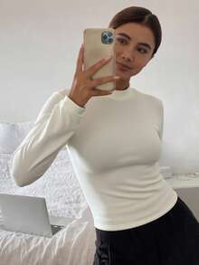 Livesso Women's Fitted Star Thermal Lined Warm T-Shirt Long Sleeve Women Tops,Fall Women Clothes - White - View 2