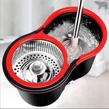Spin Mop And Bucket With Wringer Set, 360° Spinning Mop Bucket System With 3 Microfiber Mop Replacement Heads And 61" Stainless Steel Adjustable Handle For Floor Cleaning (20QT) - màu đen - Xem 1