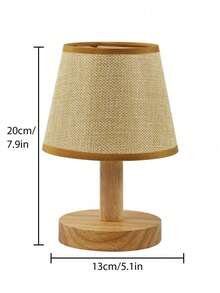 1 件复古亚麻灯罩 USB 供电 LED 木质台灯，适用于家庭客厅卧室书桌床头照明装饰 - 多色 - 查看 11