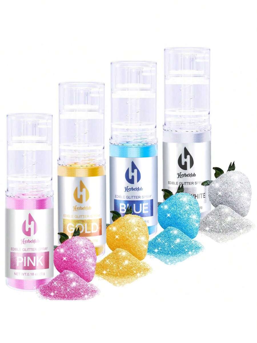 Edible Glitter Spray - 11 Colors Cake Glitter Spray Metallic Shimmer Powder Cake Sprinkles For Cookie Decorating Chocolate Strawberry, 5g/Bottle