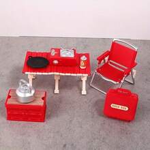 (1 套) 12x8CM 可折叠微型露营套装 - 娃娃屋野餐桌椅炉具，1:12 比例角色扮演玩具，适用于模型场景圣诞礼物