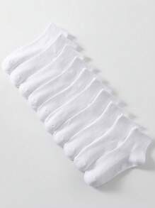 10 Pairs Women's White Breathable Comfortable Casual Short Socks, Suitable For Daily Leisure Wear/School Wear For Female Students