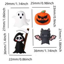 40/10pcs Halloween New Silicone Beads, 3D Stereoscopic With Bat, Ghost, Pumpkin Head And Grim Reaper Patterns - Suitable For DIY Crafts, Jewelry Making, Keychains And Punk Gifts, Halloween Accessories | Gothic Bead Design | Flexible Bead Material