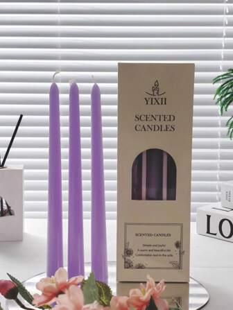 4pcs Christmas Long Scented Candles, 10 Inch Pink Fragrant Smokeless Cone-Shaped Candle Holder, Paraffin Wax, With Core -8-Hour Burning Time, Home Atmosphere Decoration, Home Candle Holder Gift