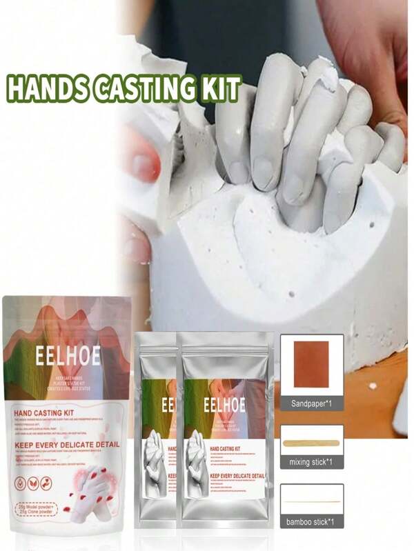 EELHOE 1pc Couple Hand Model Cloning Powder, Valentine's Day Gift Family Handmade Sets, Engagement, Wedding,Mother's Day Anniversary Souvenirs, Unique Gifts For Him And Her, Couples, New And Old Styles Randomly Distributed