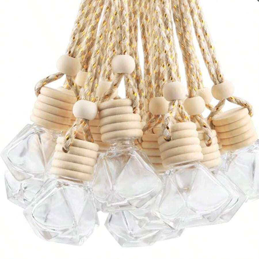 3pcs/6pcs 8ml Car Air Freshener Hanging Bottles, Empty Glass Fragrance Diffuser Bottles, Refillable Air Freshener Pendant Bottles, Suitable For Car Air Freshener, Aromatherapy, DIY Fragrance Container, High-Quality Air Fragrance Holder, Can Be Placed Anywhere Needing Relaxing Scent, Excellent Tool For Aromatherapy, Can Hold Fragrance, Essential Oils, Herbs, Spices Or Air Freshener, Car Decor, Gift For Family, Friends, Boss