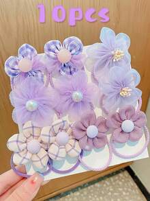 10/20/30/40 件彩色多巴胺花发带，手工发带，高弹力马尾辫夹，不伤发松紧带，可爱发绳，适合家庭、学校、旅行、海滩派对。 - 彩色 - 查看 14