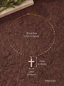 1 pieza Collar con colgante de cruz de circonia elegante para mujer, adecuado para citas, regalo de cumpleaños, regalo para mejores amigos