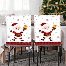 4 piezas/6 piezas/280 piezas Fundas para sillas navideñas, fundas para sillas con diseño de Papá Noel y campanas, decoraciones navideñas para fiestas, fundas para sillas de Navidad para interiores y exteriores, suministros para fiestas navideñas, adecuadas para reuniones familiares navideñas, decoración de ambiente para fiestas festivas, regalos, decoración temática de restaurante, fundas para respaldos de sillas de lino, decoración estacional para el hogar, fundas para sillas resistentes a la suciedad, fundas para sillas de comedor navideñas