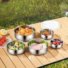 5pcs/Set Stainless Steel Mixing Bowls With Lids, Nesting Bowls For Kitchen Baking, Serving, Sealing, Heavy Duty And Dishwasher Friendly, Kitchen Utensils & Accessories