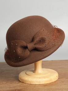 1 peça, boina nova, 2025, chapéu de feltro estilo francês para mulheres, outono/inverno, vintage, versátil, feltro de lã, aba enrolada, véu de malha, roupas de outono