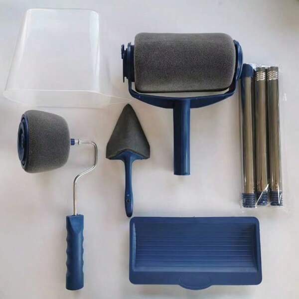 6 Stücke/Set Schwamm einfache Bedienung Edelstahl Rollerbursten 5-in-1 Mehrfach-Malerpinsel Set