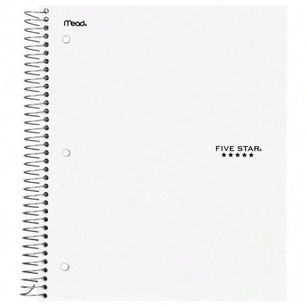 3 Subject College Ruled Notebook Plus Study App, 8.5" X 11", White, Poly, Spiral, 150 Sheets - NEW , Back To School Gifts