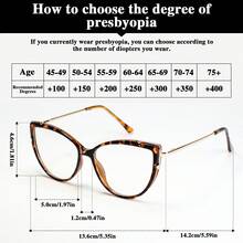 1 pieza Gafas de lectura de moda con forma de ojo de gato para mujeres, montura de metal con bisagras de resorte de alta calidad con estampado de leopardo, lectores elegantes y con estilo esenciales diarios - Leopardo rosa - Ver 4