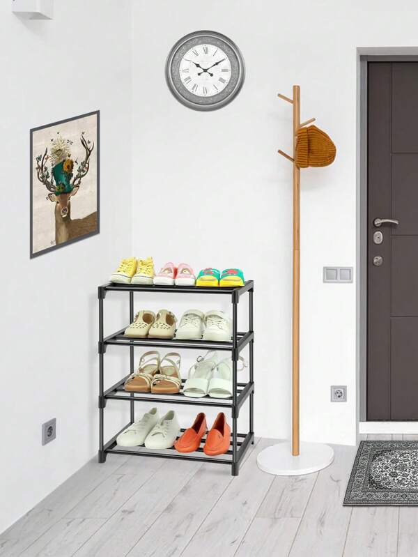 Suport de pantofi compact și simplu, lățime 58 cm, spațiu îmbunătățit, minimalist anti-praf, robust, la modă, ușor de asamblat/dezasamblat, portabil, potrivit pentru sufragerie, dormitor, hol de intrare, birou, casă, depozitare multistrat, cadou de sărbători, cadou de Crăciun, cadou pentru copii