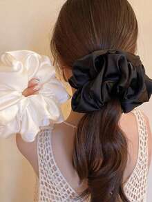 1 件装黑色大号缎面发圈，女士弹力丝绸发圈，睡眠发带，不伤发，适合多种场合，发饰、马尾辫夹、发圈、洗脸 - 彩色 - 查看 1