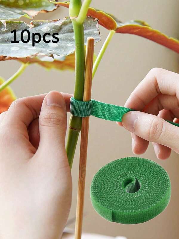 10 Rolls Reusable Nylon Plant Ties, Hooks Used To Support Vines, Self-Adhesive Cable Ties, Fasteners Tape, Gardening Supplies