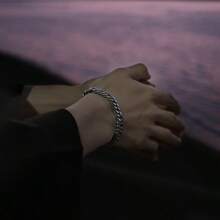 1pc Men's Simple Stainless Steel Chain Bracelet, Fashion Accessory