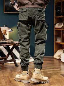 New Cargo Pants Men Jogging Casual Pants Cotton Full Length Tactical Military Pants Trousers - 灰色 - 查看 3
