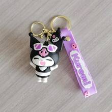 Sanrio 1pc Sanrio Kuromi Silicone Keychain Pendant, Cartoon Cute Bag Keychain Pendant Small Gift,