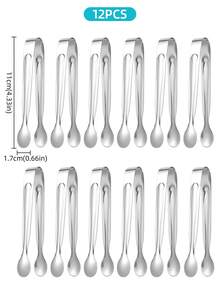 2/6/12件装不锈钢迷你糖钳、冰钳 - 高级小型服务钳、开胃菜钳、糖钳、冰钳、多功能迷你服务夹 - 适用于餐厅、自助餐、咖啡馆、烧烤、家庭、办公室、节日和婚礼，节日礼品 - 4吋糖夾 - 查看 13