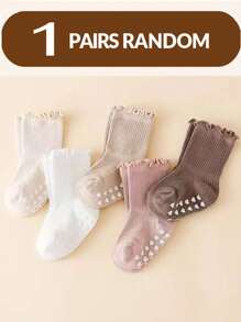 5 Pairs Anti-Slip Baby Girl Socks With Lace Trim, Soft Waistband, Multiple Colors, For Infants & Toddlers 0-5 Years
