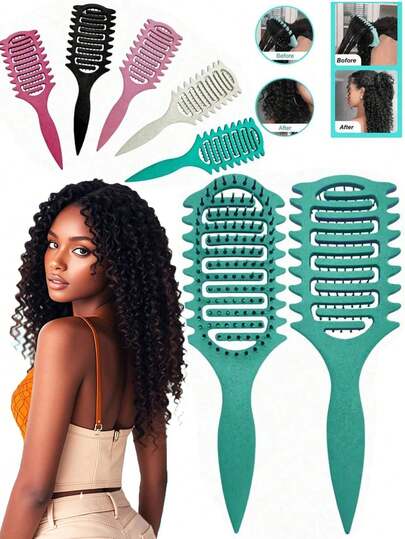 1pc Upgraded Curling Hair Brush, With Special Bristles And Design, Can Quickly Dry, Curl And Style Hair Smoothly, Particularly Suitable For Curly Hairstyles, Unisex, Effectively Reduces Hair Stretching And Split Ends. This Brush Is An Essential Hairstyling Product And Accessory For Salons, Beauty Parlors, Ideal For Summer Use And Daily/Travel Needs.