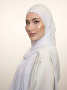 1 buc Eșarfă Hijab din bumbac modal, elegantă, casual, mătăsoasă, moale, cu model solid, stil turban, pentru viața de zi cu zi, călătorii, întâlniri