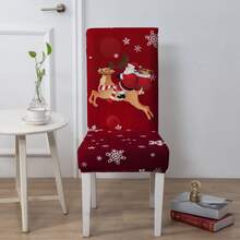 1/4/6/100pcs Christmas Print Stretch Chair Covers, Cartoon Holiday Decor Dust-Proof Slipcovers - Multicolor - View 7