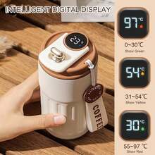 Coffee Cup With Temperature Display, Thermal Mug Coffee Thermal Mug With Temperature Display Leak-Proof Lid Stainless Steel Reusable Cold Vacuum Mug For Coffee - màu đen - Xem 4