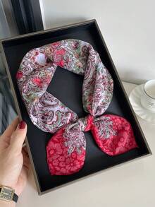 1 件优雅复古佩斯利花卉印花 27.6 英寸方形围巾，波西米亚风格女式头巾，时尚百搭头带，领带，发饰，适合日常穿着和户外搭配围巾