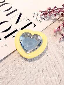 1pc Heart-Shape Gemstone Finger Ring Mobile Phone Stand, Slouchy Person's Must-Have Device Holder, Sturdy Adhesive Mount, Attach On Phone, Anti-Drop & Shake Resistant