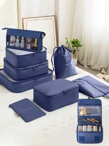 9/7 件旅行收纳袋，行李整理袋套装，配有洗漱包、洗衣包和鞋袋，适合男女，专为旅行者设计，配有化妆包和鞋袋，便携休闲，是存放衣服和鞋子的理想选择，也是打包行李的好帮手。 - 彩色 - 查看 19