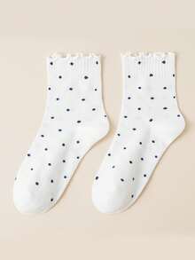 1/6 Pairs Random Polka Dot Knee High Socks For Women, Fashionable Korean Style Cute & Versatile - Multicolor - View 6