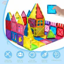 Magnetic Blocks, 40/64/100PCS Building Blocks, Magnets Building Set, STEM Construction Stacking Blocks & Montessori Learning Toy Gift For Kids 3+ Boys And Girls Preschool Kindergarden Toy, Mix Colors - Multicolor - View 6