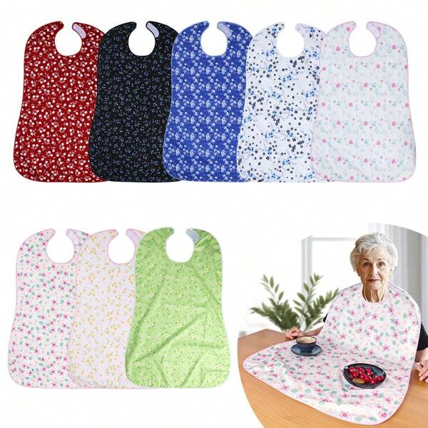 1 Stück großes Lätzchen für Senioren, elegantes bedrucktes Muster, große Klettverschluss-Anpassung für leichtere Verwendung, wasserdicht und auslaufsicher, Oversized für besseren Schutz, geeignet für Senioren, Erwachsene und Pflegegruppen - 107 cm x 69 cm