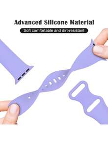 1条男女通用柔软硅胶休闲紫色运动表带，蝴蝶扣，舒适可调节防水腕带，兼容 38/40/41/42/44/45/46/49mm，适用于 Ultra/SE/11/10/9/8/7/6/5/4/3/2/1系列，智能手表配件 - 紫丁香(無手錶) - 查看 4