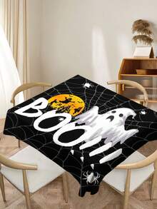 1 pezzo Tovaglia da tavola serie Ognissanti stampata, in poliestere rettangolare e rotonda, impermeabile, stampa digitale, adatta per soggiorno, uso domestico, tavolo da pranzo all'aperto, tavolo rotondo piccolo - Bianco e nero - Visualizzare 7