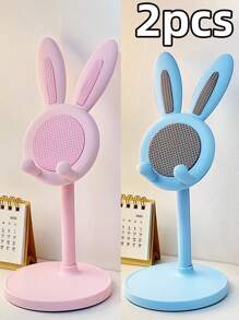 2pcs Desktop Accessories Cartoon Cute Bunny Desktop Cell Phone Holder Tablet Universal Adjustable Telescopic Lift Students Lazy Stand Desktop Accessories For The Living Room Bedroom And Other Scenes Home Goodies Convenient Life