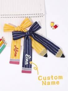 1 pezzo Fiocco per capelli personalizzato per il ritorno a scuola per ragazze, fiocco per forniture scolastiche con nome personalizzato e lunga coda, accessori carini per capelli per ragazze, regali per la laurea, regali per la festa degli insegnanti, fermaglio per capelli personalizzato