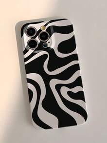 Minimalist Asymmetric Wave Ripples 1pc Artistic Color Block Asymmetrical Perforated Glossy Film Protective Hard Case Compatible With IPhone 11/12/13/14/15/16 Pro Max Waterproof Shockproof Anti-Fall Scratch Resistant Spring Gift Party,International Version, Not The Domestic Version - Multicolor - View 3